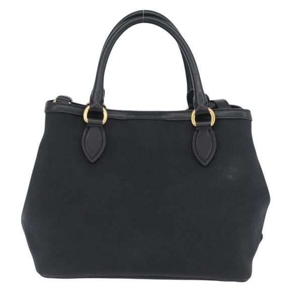 PRADA Hand Bag Canvas 2way Black Gold Auth ka3289V
