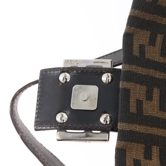 FENDI Zucca Canvas Mamma Baguette Shoulder Bag Brown Black Auth ka3290V