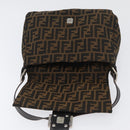 FENDI Zucca Canvas Mamma Baguette Shoulder Bag Brown Black Auth ka3290V-20