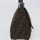 FENDI Zucca Canvas Mamma Baguette Shoulder Bag Brown Black Auth ka3290V-4
