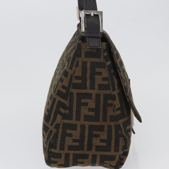 FENDI Zucca Canvas Mamma Baguette Shoulder Bag Brown Black Auth ka3290V