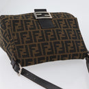 FENDI Zucca Canvas Mamma Baguette Shoulder Bag Brown Black Auth ka3290V-6
