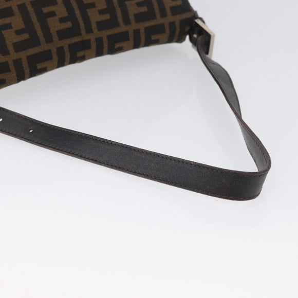 FENDI Zucca Canvas Mamma Baguette Shoulder Bag Brown Black Auth ka3290V