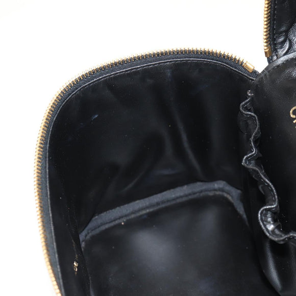 CHANEL COCO Mark Vanity Hand Bag Caviar Skin Black Gold CC Auth ka329V