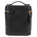 CHANEL COCO Mark Vanity Hand Bag Caviar Skin Black Gold CC Auth ka329V-3
