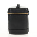 CHANEL COCO Mark Vanity Hand Bag Caviar Skin Black Gold CC Auth ka329V-4