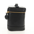 CHANEL COCO Mark Vanity Hand Bag Caviar Skin Black Gold CC Auth ka329V-5