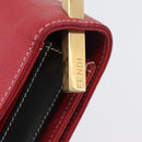 FENDI Chain Hand Bag Leather Red Gold Auth ka3300-15