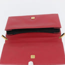 FENDI Chain Hand Bag Leather Red Gold Auth ka3300-16