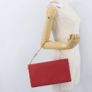 FENDI Chain Hand Bag Leather Red Gold Auth ka3300-24