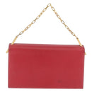 FENDI Chain Hand Bag Leather Red Gold Auth ka3300-3