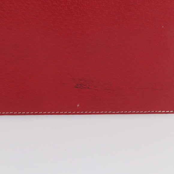 FENDI Chain Hand Bag Leather Red Gold Auth ka3300
