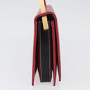 FENDI Chain Hand Bag Leather Red Gold Auth ka3300-6