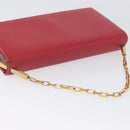 FENDI Chain Hand Bag Leather Red Gold Auth ka3300-7
