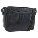 CELINE Shoulder Bag Leather Navy Gold Auth ka3302-1
