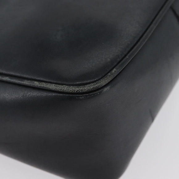 CELINE Shoulder Bag Leather Navy Gold Auth ka3302