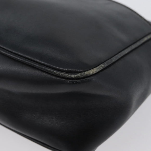 CELINE Shoulder Bag Leather Navy Gold Auth ka3302