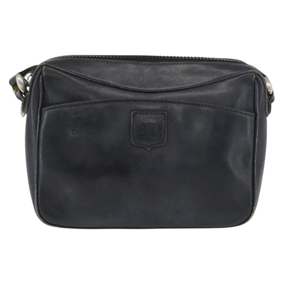 CELINE Shoulder Bag Leather Navy Gold Auth ka3302