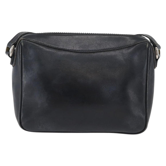 CELINE Shoulder Bag Leather Navy Gold Auth ka3302