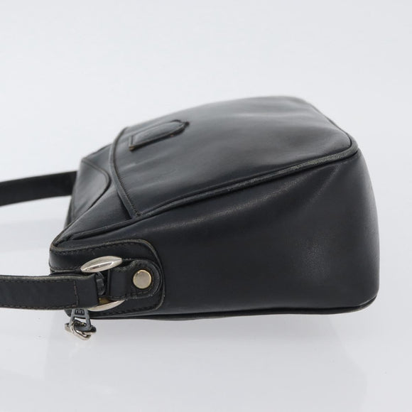 CELINE Shoulder Bag Leather Navy Gold Auth ka3302