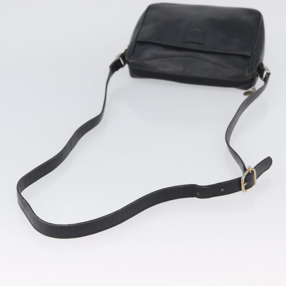 CELINE Shoulder Bag Leather Navy Gold Auth ka3302