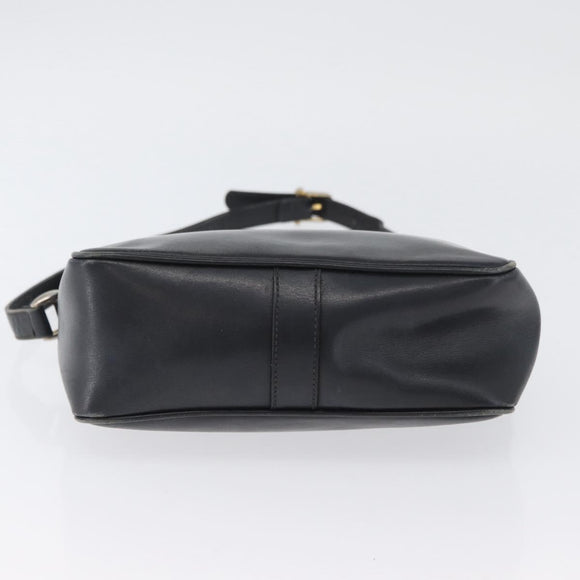 CELINE Shoulder Bag Leather Navy Gold Auth ka3302