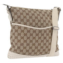 GUCCI GG Canvas Shoulder Bag Beige Silver 145857 Auth ka3305-1