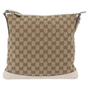 GUCCI GG Canvas Shoulder Bag Beige Silver 145857 Auth ka3305-3