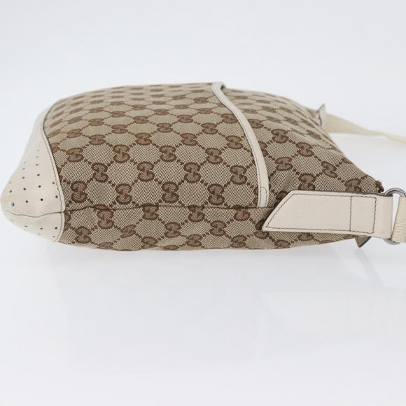 GUCCI GG Canvas Shoulder Bag Beige Silver 145857 Auth ka3305