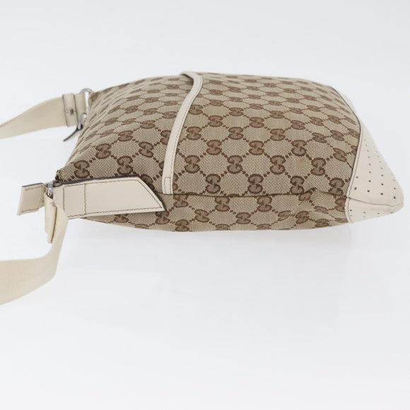 GUCCI GG Canvas Shoulder Bag Beige Silver 145857 Auth ka3305
