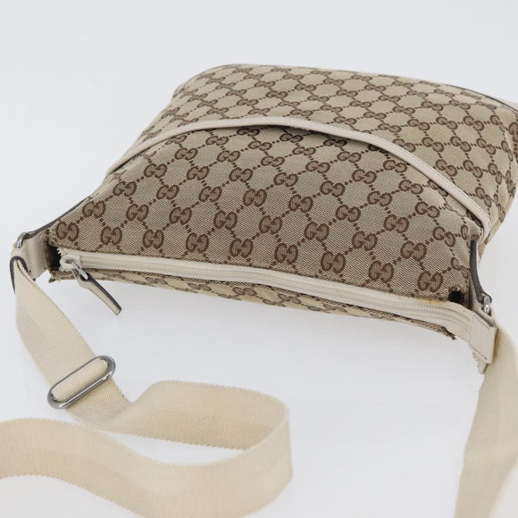 GUCCI GG Canvas Shoulder Bag Beige Silver 145857 Auth ka3305
