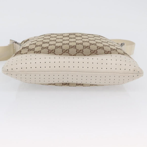 GUCCI GG Canvas Shoulder Bag Beige Silver 145857 Auth ka3305