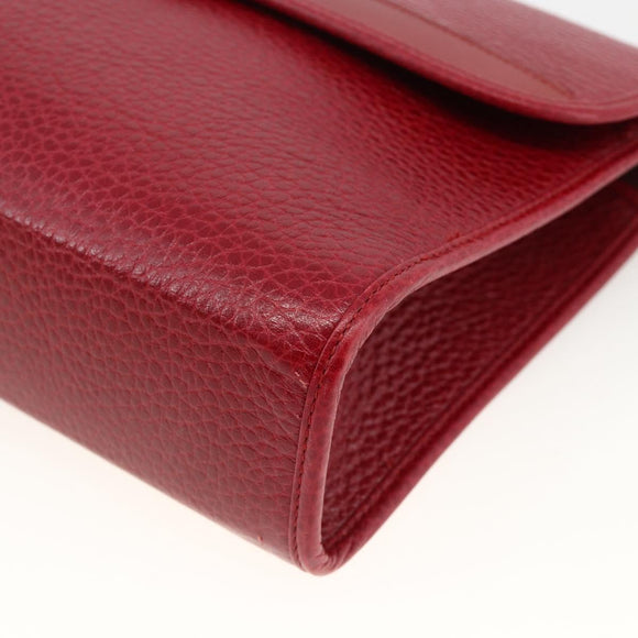 Christian Dior Shoulder Bag Leather Red Gold Auth ka3309