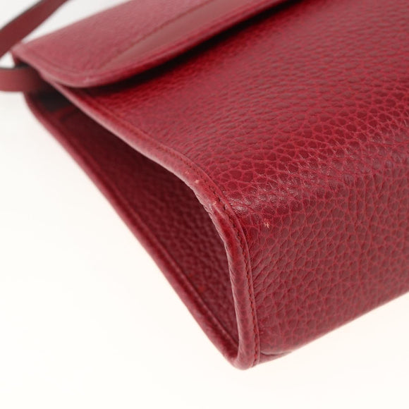 Christian Dior Shoulder Bag Leather Red Gold Auth ka3309