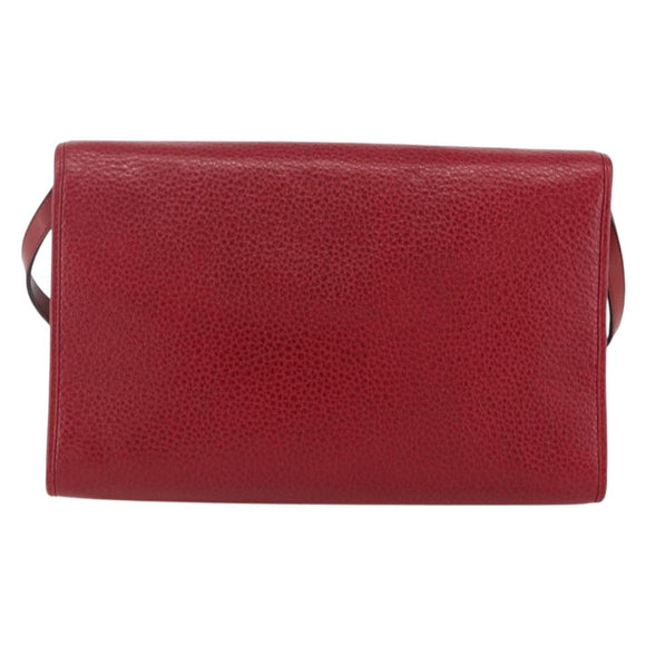 Christian Dior Shoulder Bag Leather Red Gold Auth ka3309
