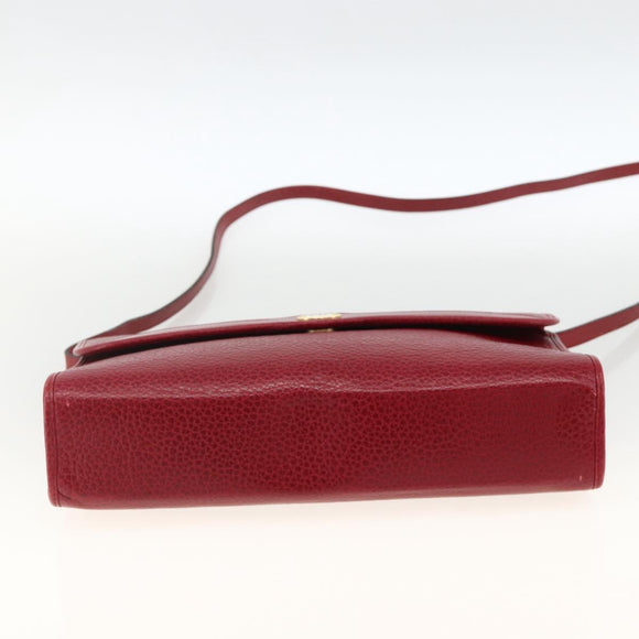 Christian Dior Shoulder Bag Leather Red Gold Auth ka3309