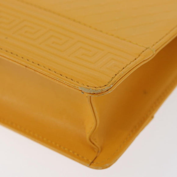 Gianni Versace Clutch Bag Leather Yellow Gold Auth ka3310