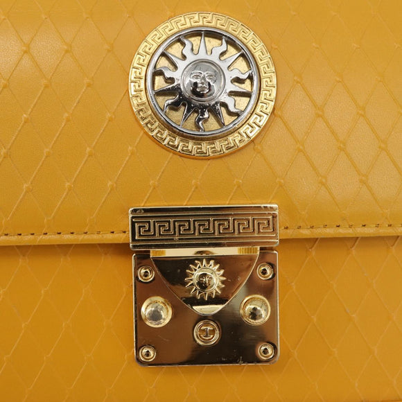 Gianni Versace Clutch Bag Leather Yellow Gold Auth ka3310
