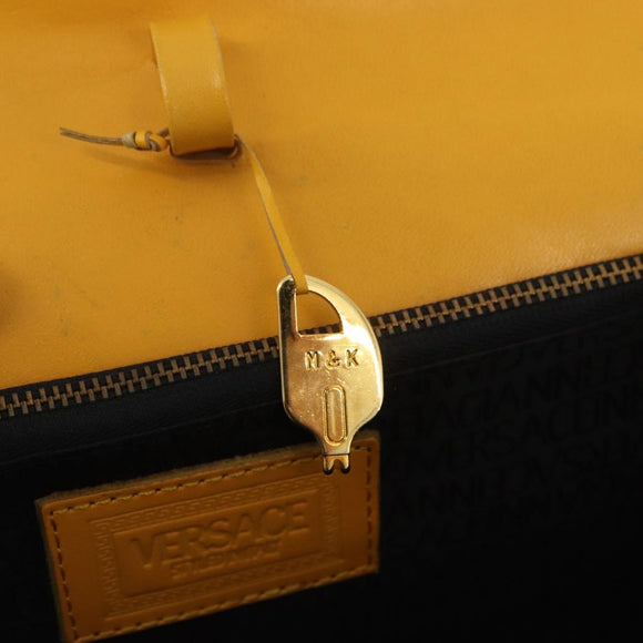 Gianni Versace Clutch Bag Leather Yellow Gold Auth ka3310