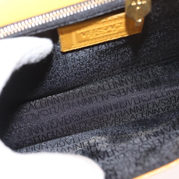 Gianni Versace Clutch Bag Leather Yellow Gold Auth ka3310