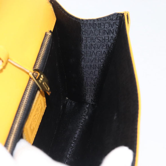 Gianni Versace Clutch Bag Leather Yellow Gold Auth ka3310