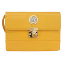 Gianni Versace Clutch Bag Leather Yellow Gold Auth ka3310-13