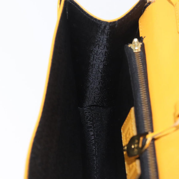 Gianni Versace Clutch Bag Leather Yellow Gold Auth ka3310