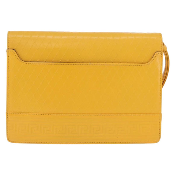 Gianni Versace Clutch Bag Leather Yellow Gold Auth ka3310