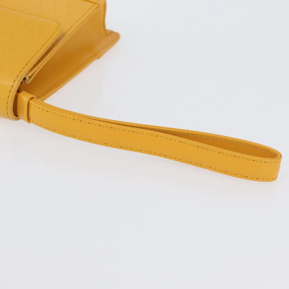 Gianni Versace Clutch Bag Leather Yellow Gold Auth ka3310