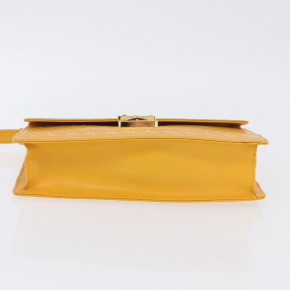 Gianni Versace Clutch Bag Leather Yellow Gold Auth ka3310