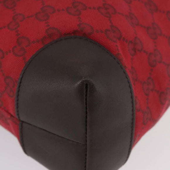 GUCCI GG Canvas Shoulder Bag Gold Red 308930 Auth ka3313