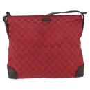 GUCCI GG Canvas Shoulder Bag Gold Red 308930 Auth ka3313-13