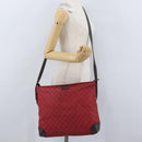GUCCI GG Canvas Shoulder Bag Gold Red 308930 Auth ka3313-24