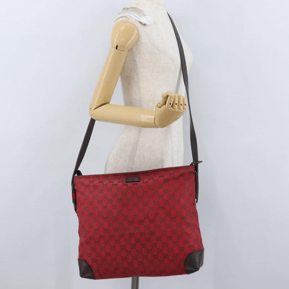 GUCCI GG Canvas Shoulder Bag Gold Red 308930 Auth ka3313